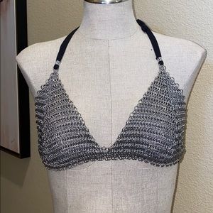 Chain mail triangle bikini.